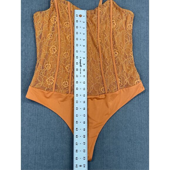 AFRM Lace Bodysuit Women 1X‎ Orange Romantic Corset Style Adjustable Straps - Picture 5 of 8